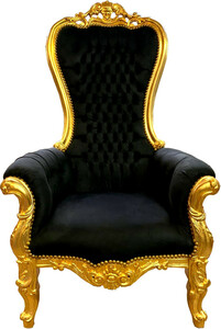 Casa Padrino Barock Thron Sessel Schwarz / Gold - Riesen Sessel Majestic Medium im Barockstil - Barock Mbel