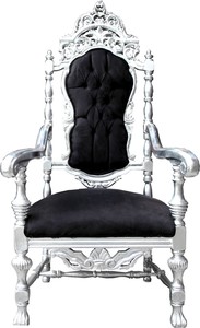 Casa Padrino Barock Thron Sessel Schwarz / Silber K�nigssessel - Hochzeitssessel - Riesensessel 