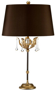 Casa Padrino Barock Tischleuchte Bronze / Antik Gold  43 x H. 72 cm - Elegante Schreibtischleuchte mit handgefertigten Stahl Eichenbl�ttern und dekorativen Glastropfen - Barock Leuchten