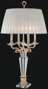 Casa Padrino Luxus Barock Kristallglas Tischleuchte Gold / Wei�  55 x H. 100 cm - Hotel & Restaurant Deko Accessoires - Edel & Prunkvoll