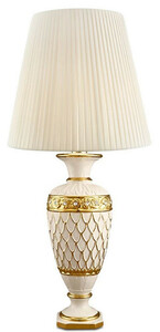 Casa Padrino Barock Keramik Tischleuchte mit Swarovski Kristallglas Elfenbeinfarben / Gold  30 x H. 62 cm - Barock M�bel