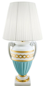 Casa Padrino Barock Tischleuchte Wei� / T�rkis / Gold  40 x H. 75 cm - Wohnzimmer Keramik Lampe im Barockstil