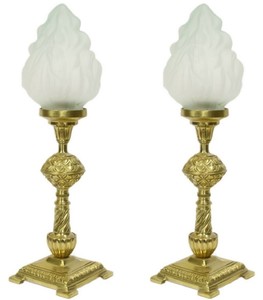 Casa Padrino Barock Tischleuchten Set Gold / Wei� 14 x 14 x H. 48 cm - Elegante Lampen im Barockstil - Barock Deko Leuchten