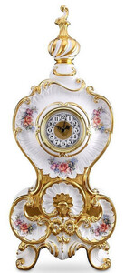 Casa Padrino Barock Tischuhr Wei� / Gold / Mehrfarbig 37 x 17 x H. 84 cm - Prunkvolle Barock Keramik Uhr mit Blumen Design