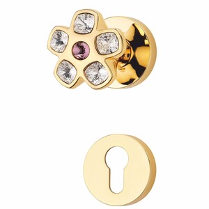 Casa Padrino Jugendstil Messing T�rknauf Set mit Kristallglas Gold / Lila - Drehbare T�rkn�ufe mit Rosetten - Jugendstil Accessoires - Made in Italy