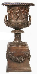 Casa Padrino Luxus Barock Deko Bronze Vase auf Sule  58 x H. 117 cm - Prunkvoller Bronze Pflanzenkbel - Barock Wohnzimmer Deko - Barock Garten Deko - Barock Bronze Deko Accessoires