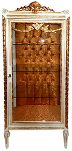Casa Padrino Barock Vitrine Cremefarben / Beige / Gold - Prunkvoller Barock Vitrinenschrank mit Glast�r  - Barock M�bel