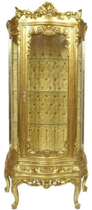 Casa Padrino Barock Vitrine Gold 80 x 40 x H. 200 cm - Prunkvoller Barock Vitrinenschrank mit Glast�r und wundersch�nen Verzierungen - Barock M�bel