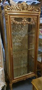 Casa Padrino Barock Vitrine Gold / Braun - Barock Vitrinenschrank mit Glast�r - Barock Wohnzimmer M�bel - Edel & Prunkvoll