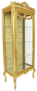 Casa Padrino Barock Vitrine Gold 70 x 40 x H. 180 cm - Prunkvoller Barock Vitrinenschrank mit Glastr und Glitzersteinen - Barock Mbel
