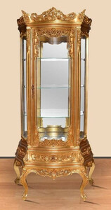 Casa Padrino Barock Vitrine Gold - Prunkvoller Barock Vitrinenschrank mit Schublade - Handgefertigte Barock Wohnzimmer M�bel