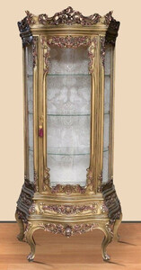 Casa Padrino Barock Vitrine Antik Gold - Prunkvoller Barock Vitrinenschrank mit Glast�r und Schublade - Handgefertigte Barock Wohnzimmer M�bel