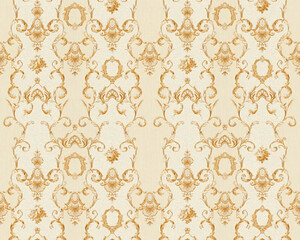 Casa Padrino Barock Vliestapete Beige / Creme / Gold - Barockstil Wohnzimmer Tapete mit elegantem Muster - Barock Deko Accessoires