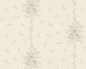 Casa Padrino Barock Vliestapete Grau / Silber - Barockstil Wohnzimmer Tapete mit elegantem Blumenmuster - Barock Wanddeko