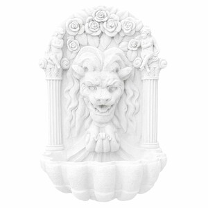 Casa Padrino Barock Wandbrunnen L�we Wei� H. 97 cm - Garten Deko Brunnen