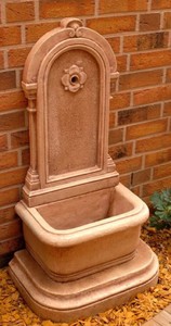 Casa Padrino Jugendstil Wandbrunnen Antik Creme Braun H. 113 cm - Brunnen Gartenbrunnen Steinbrunnen