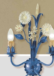 Casa Padrino Barock Wandleuchte Lavendel Mimose B. 30 x T. 38 cm 2-flammig - Handgefertigte Leuchte aus Italien - Barock Leuchten