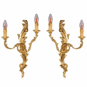 Casa Padrino Luxus Barock Wandleuchten Set Gold H. 42 cm - Barock Leuchten
