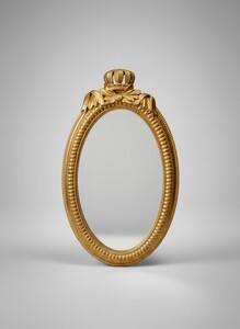 Casa Padrino Barock Wandspiegel Oval Gold 40 x H. 80 cm - Spiegel mit Krone und Schleife - Ausstellungsst�ck