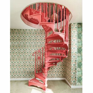 Casa Padrino Barock Wendeltreppe / Spiraltreppe mit Gelnder linke Seite Rosa H. 240 cm