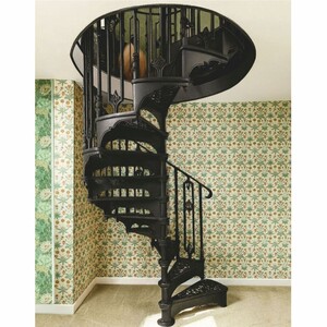 Casa Padrino Barock Wendeltreppe / Spiraltreppe mit Gel�nder rechte Seite Schwarz H. 240 cm