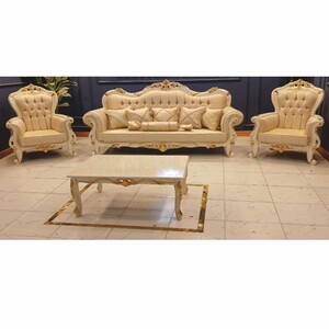 Casa Padrino Barock Wohnzimmer M�bel Set Beige / Wei� / Gold - Barockstil M�bel