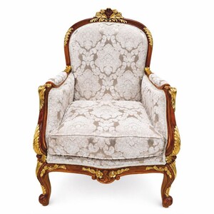 Casa Padrino Barock Sessel Grau / Braun / Gold - Prunkvoller Barockstil Wohnzimmer Sessel - Handgefertigte Barockstil M�bel