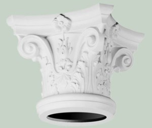 Casa Padrino Barock Wanddeko S�ulen Kopfteil Wei� 36 x 36 x H. 30 cm - Barock Deko Zierelement - Deko Accessoires