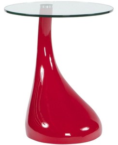 Casa Padrino Beistelltisch Rot  45 x H. 54 cm - Moderner Fiberglas Tisch mit runder Glasplatte - Designermbel