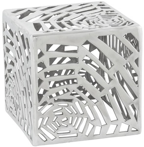 Casa Padrino Beistelltisch Silber 37 x 37 x H. 37 cm - Moderner Aluminium Tisch in W�rfelform - Wohnzimmerm�bel