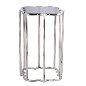 Casa Padrino Luxus Beistelltisch Edelstahl poliert mit schwarzem Spiegelglas 39 x 39 x H56 cm - Luxus Art Deco M�bel