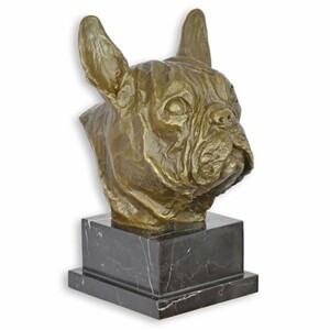 Casa Padrino Luxus Deko Bronze B�ste Bulldogge H. 26,5 cm - Schreibtisch Deko