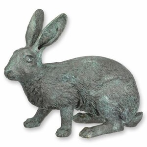 Casa Padrino Bronze Deko Skulptur Hase Grau / T�rkis 34 cm - Garten Figur
