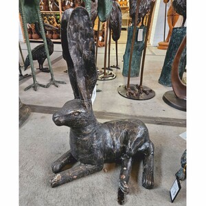 Casa Padrino Bronze Deko Skulptur Hase H. 61 cm - Bronze Garten Figur