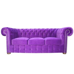 Casa Padrino Chesterfield 3er Sofa in Lila 200 x 90 x H. 78 cm - Luxus Qualit�t