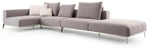 Casa Padrino Luxus Sofa Grau / Silber 400 x 178 x H. 56 cm - Verstellbares Wohnzimmer Ecksofa - Luxus Wohnzimmer M�bel