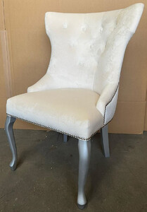 Casa Padrino Luxus Neo Barock Esszimmer Stuhl Creme / Silber - Neo Barock K�chen Stuhl - Esszimmer M�bel - K�chen M�bel - Neo Barock M�bel