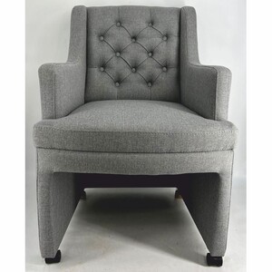 Casa Padrino Chesterfield Esszimmerstuhl / B�rostuhl mit Armlehnen und Rollen Grau