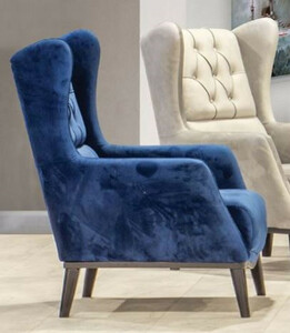 Casa Padrino Chesterfield Ohrensessel Blau / Schwarz 80 x 80 x H. 90 cm - Moderner Wohnzimmer Sessel - Chesterfield M�bel - Wohnzimmer M�bel