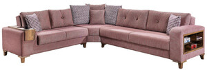 Casa Padrino Luxus Eckschlafsofa Rosa / Braun 330 x 270 x H. 80 cm - Modernes Ecksofa - Schlafsofa - Wohnzimmer Sofa - Wohnzimmer Mbel