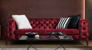 Casa Padrino Luxus Chesterfield Sofa Bordeauxrot 235 x 98 x H. 72 cm - Wohnzimmer Sofa - Chesterfield Wohnzimmer Mbel