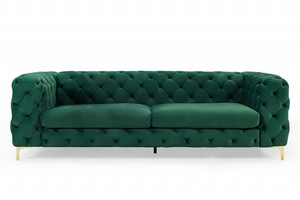 Casa Padrino Chesterfield Sofa in Gr�n / Gold 240 x 97 x H. 73cm - Designer Chesterfield Sofa