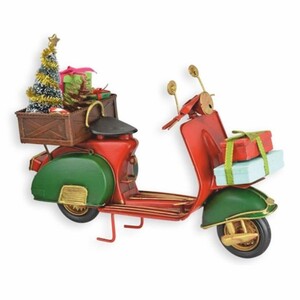Casa Padrino Deko Blech Weihnachts Roller Rot / Gr�n / Gold 28 cm - Weihnachts Deko