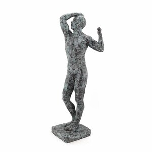 Casa Padrino Deko Bronze Skulptur Mann T�rkis / Schwarz H. 90 cm - Gro�e Deko Figur