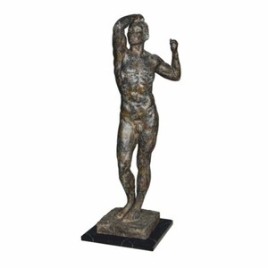 Casa Padrino Deko Bronze Skulptur Mann Braun / Schwarz H. 90 cm - Gro�e Deko Figur