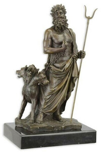 Casa Padrino Luxus Bronzefigur Griechischer Gott Bronze / Schwarz 17 x 12 x H. 29,2 cm - Bronze Skulptur - Dekofigur - Deko Accessoires