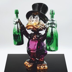 Casa Padrino Deko Figur Ente Bunt Chrom H. 45 cm - Deko Skulptur