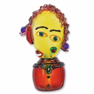 Casa Padrino Deko Glasfigur Frauenkopf Bunt H. 60,2 cm - Abstrakte Deko Figur - Schreibtisch Deko - Deko Accessoires