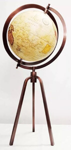 Casa Padrino Luxus Deko Globus mit Dreibein Stativ Antik Kupfer / Mehrfarbig  31 x H. 66 cm - Bro Deko - Wohnzimmer Deko - Deko Accessoires