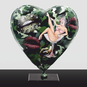 Casa Padrino Deko Luftballon in Herzform Gr�n / Bunt H. 30 cm - Deko Skulpturen